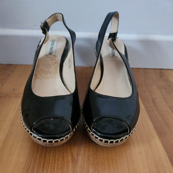 Black patent cork look wedge - Picture 1 of 4